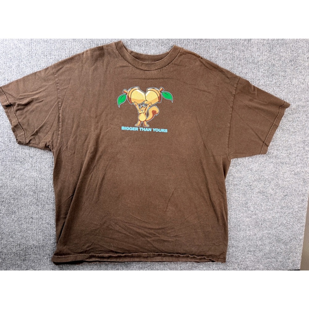 Vintage Alstyle Brown Graphic Tee Shirt 2XL Bigger Than Yours Squirrel Y2K Mens